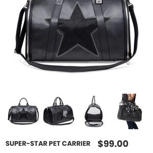 Black Leather Dog Bag Carrier